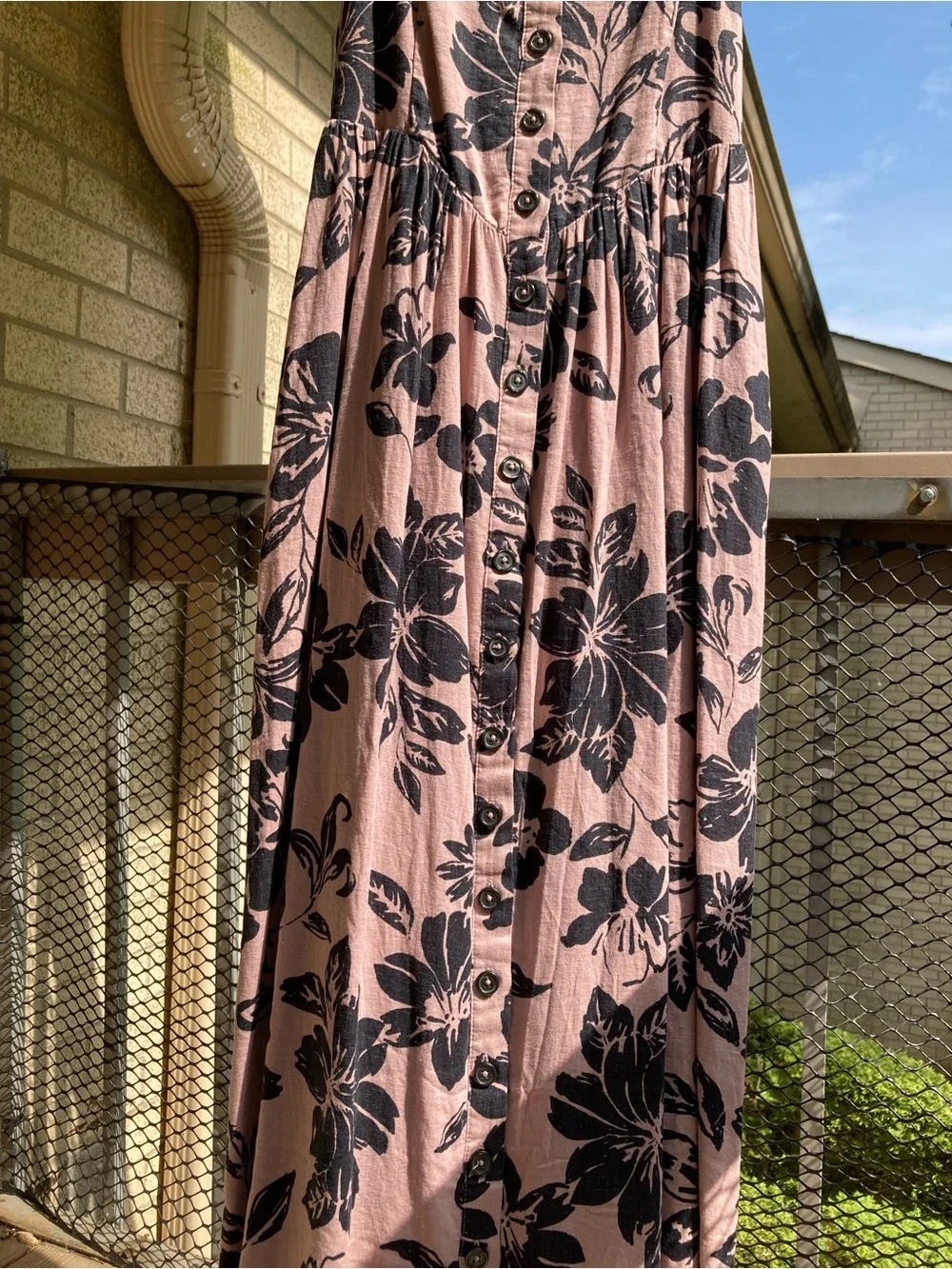 Free People The Perfect Sundress Linen Blend Tropical Floral Button Front Dress